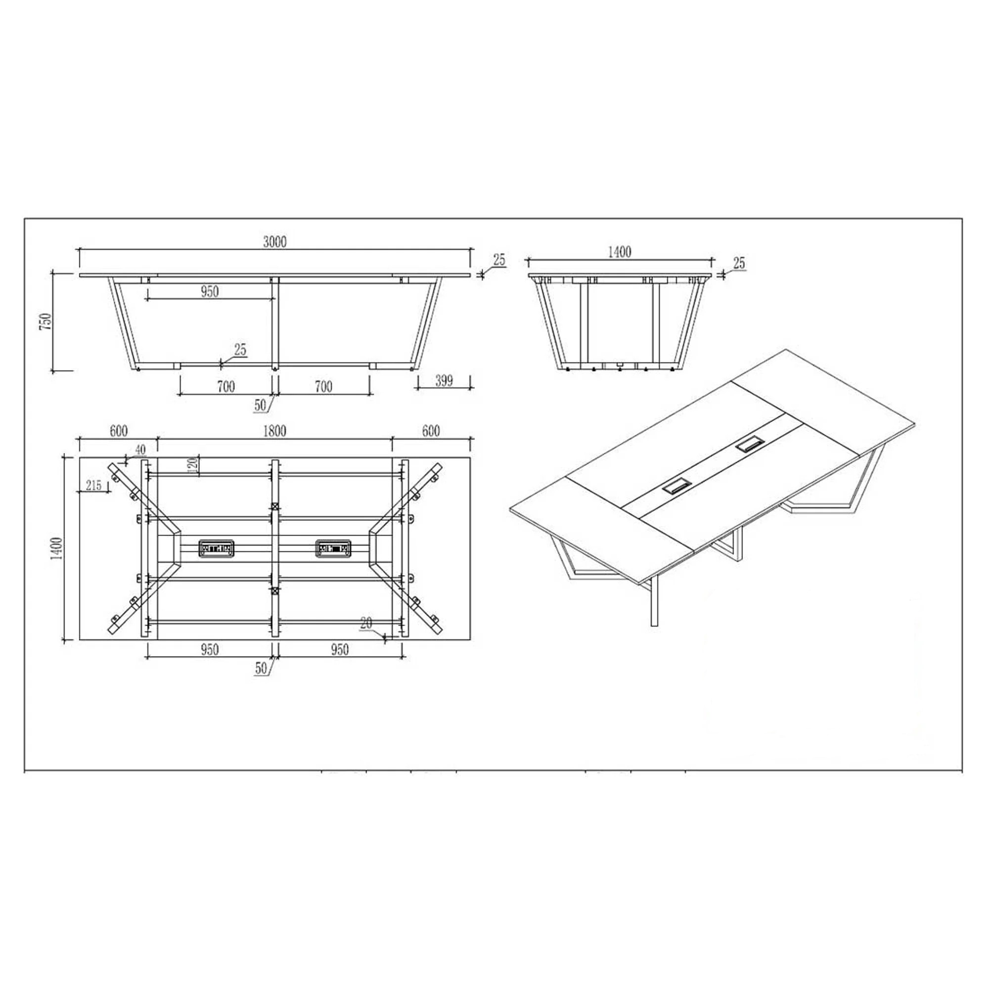 Заседателна маса RFG Roy White 300/140/75h см бяла
